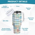 thumbnail image 2 of Yayeee 40oz Stainless Steel Tumbler with Straw and Handle Double-Wall Insulated Travel Water Bottle, Small Pastel Pattern, 2 of 8