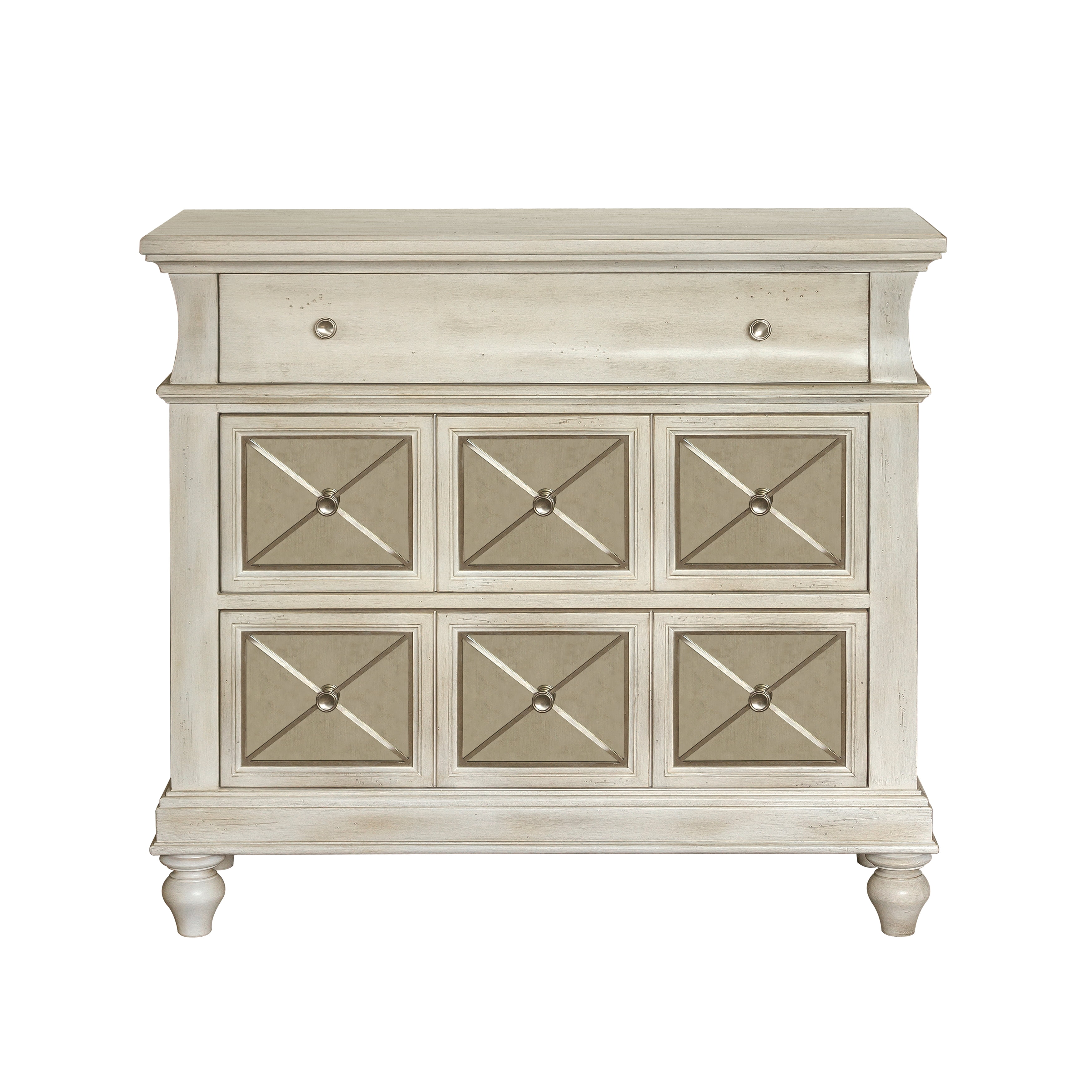 HomeFare Classic Painted 2 Drawer Hallway Entryway Chest Cream