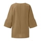 thumbnail image 5 of Blusa,Blusa plisada de manga 3/4 para mujer, cuello redondo, efecto lino, corte holgado, poliéster, ropa informal, sopatenor, 5 of 8