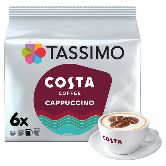 Tassimo Costa Cappuccino Pods 6 Pack 210G Imported from Britain