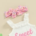 thumbnail image 5 of Bagilaanoe 3pcs Newborn Baby Girl Shorts Set Sleeveless Letter Print Rompers Tops + Shorts + Headband 3M 6M 12M 18M Infant Casual Summer Clothes, 5 of 7