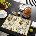 thumbnail image 4 of Butterfly Pattern Heat Resistant Flax Table Mats for Dining, Wrinkle Free Machine Washable Place Mats with Colorful Tropical Floral Artistic Design, Cute Aesthetic Style for Butterfly Lover, Set of 4, 4 of 6