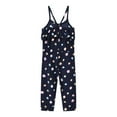 thumbnail image 4 of Odeerbi Toddler Floral Romper Kids Girls Summer Fashion 2025 Casual Printing Sleeveless Strap Jumpsuit Dark Blue, 4 of 4