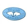 thumbnail image 2 of Dark Blue Whitewashed Cast Iron Welcome Aboard with Anchor Sign 8" - Metal Wall Plaque - Cast Iron Nautical Decor Sign, 2 of 2