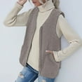 thumbnail image 2 of Fiaer Womnes Vest Full Zip up Oversized Tanks Sleeveless Solid Color Warm V Neck Loose Fit Tops with Pockets Khaki XL, 2 of 7