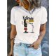 thumbnail image 1 of Medium Stretch Cotton Blend Women's Cartoon Character Print T-Shirt Casual Crew Neck Tee for All Seasons, 1 of 6