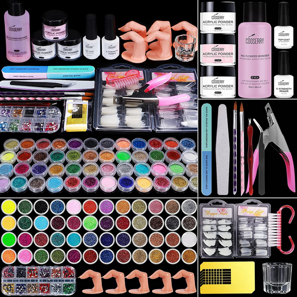 Cooserry 48 Colors Acrylic Nail Kit with Acrylic Monomer Acrylic