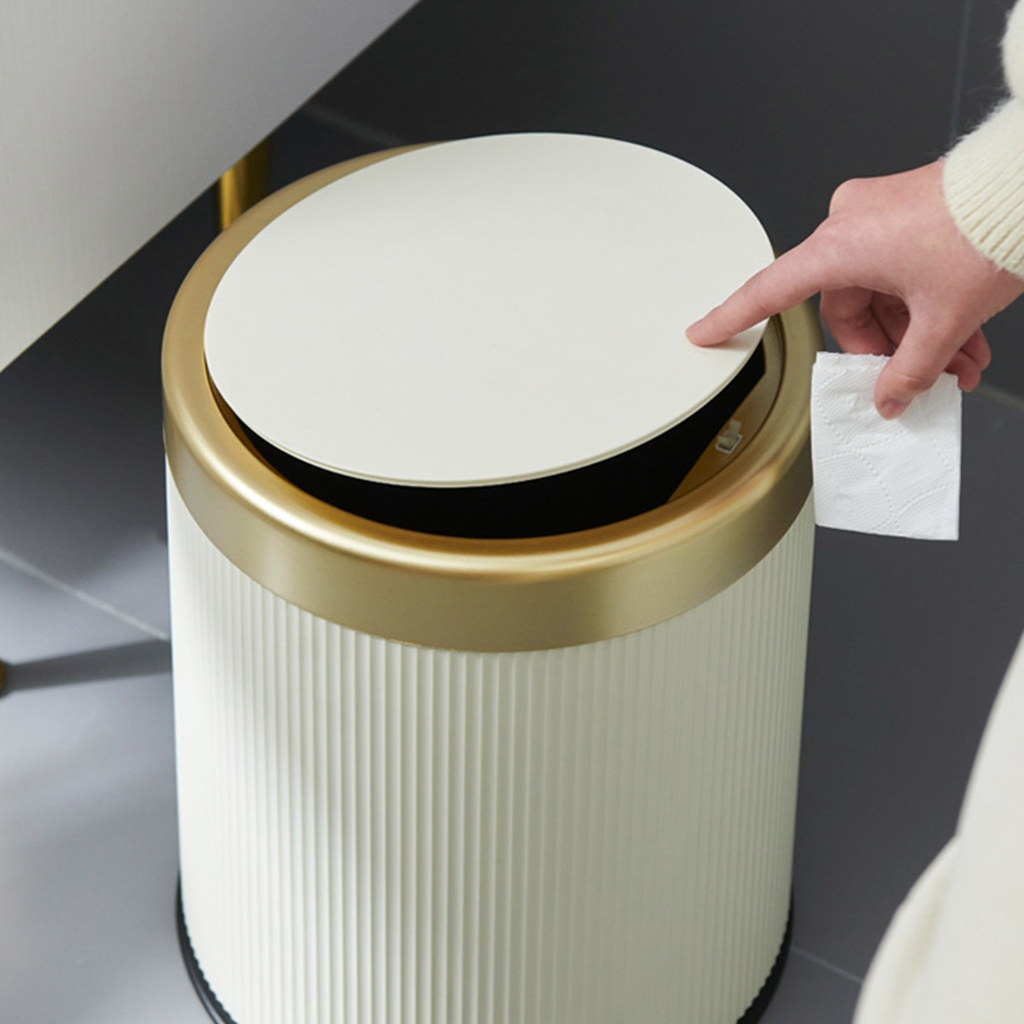 Round Flips Top Waste Bin Container Fashion Wastbasket Trash Can for Home Office