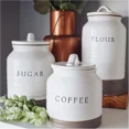 thumbnail image 4 of Young's Inc. Ceramic White & Brown Canister Set of 4, 4 of 5