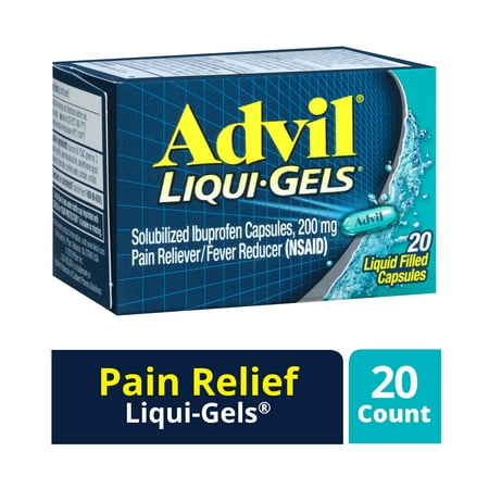 Advil Liqui-Gels (20 Count) Pain Reliever / Fever Reducer Liquid Filled Capsule, 200mg Ibuprofen, Temporary Pain (Best Tea For Fever)
