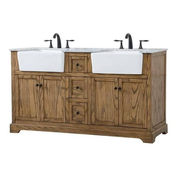 Elegant Decor Franklin 60" Aluminum MDF Double Bathroom Vanity in Driftwood