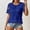 Blue Tops, variant on CUSTG Casual Shirts For Women Summer Solid Color Fashion Short Sleeve Blouse With Elegant Lace Hollow Out Design Comfortable Round Neck Versatile Tops For Daily Wear Vacation Dailywear