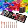 Cosprof 177 Colors Makeup Cosmetic Shimmer Matte Naked Pigment Eyeshadow Palette Sombras, 8 Pcs Mini Makeup Brush Set, Blush Lip Gloss Eyebrow Powder Concealer Beauty Cosmetic Makeup Set