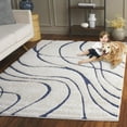thumbnail image 3 of SAFAVIEH Florida Tamzen Abstract Shag Area Rug, Cream/Blue, 9' x 9' Square, 3 of 13