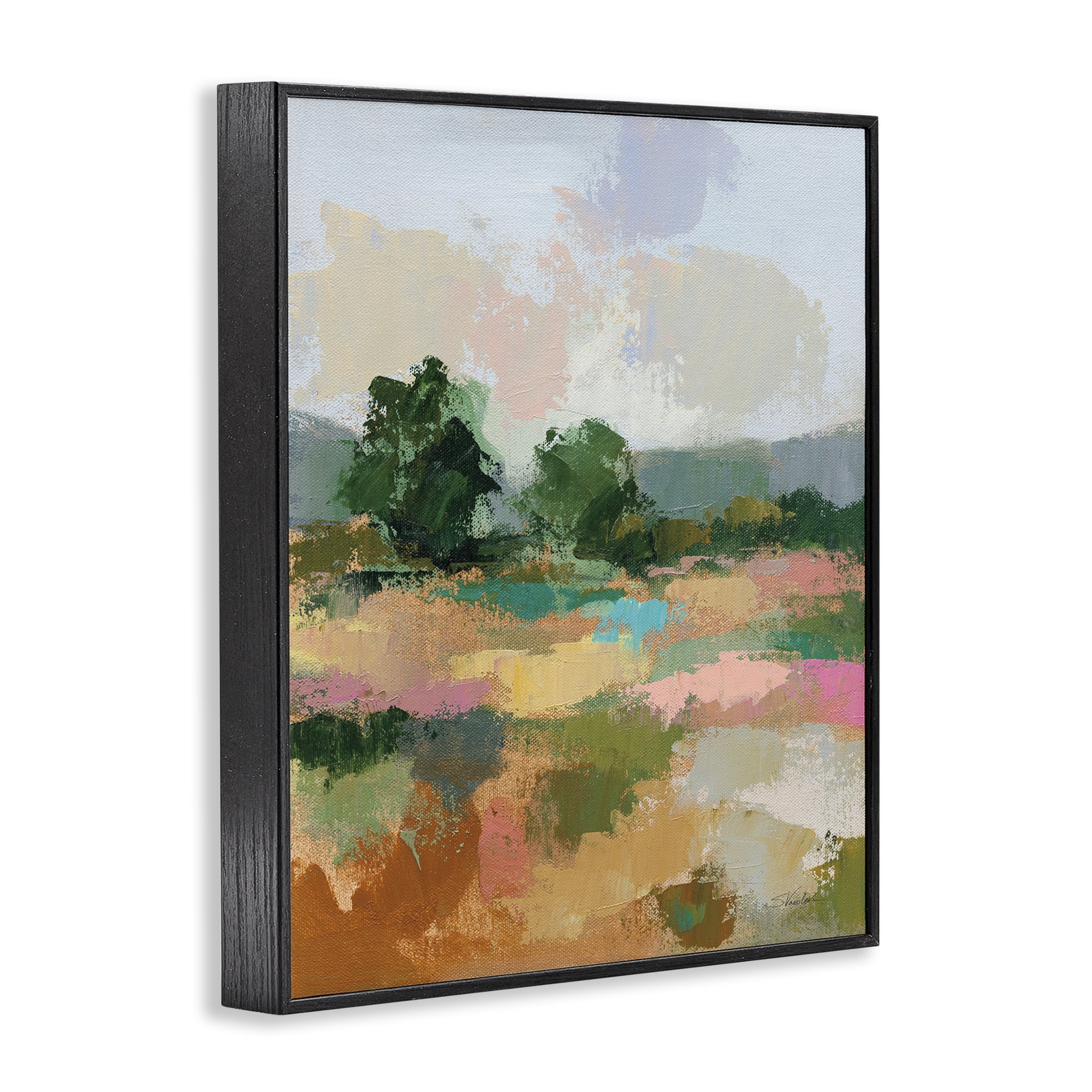 Stupell Industries Abstract Spring Landscape Landscape Painting Black Framed Art Print Wall Art, 16 x 20