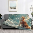 thumbnail image 2 of Yiaed Starry Sky Cloud Fox Print Blanket Throw Blanket Soft Cozy Flannel Blanket for Home Bed Sofa Couch Chair-80"x60", 2 of 6