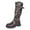 Brown, variant on Leozcaa Women's Knee High Riding Boots Buckle Square Toe Chunky Heel Side Zipper Wide Calf Biker Boots