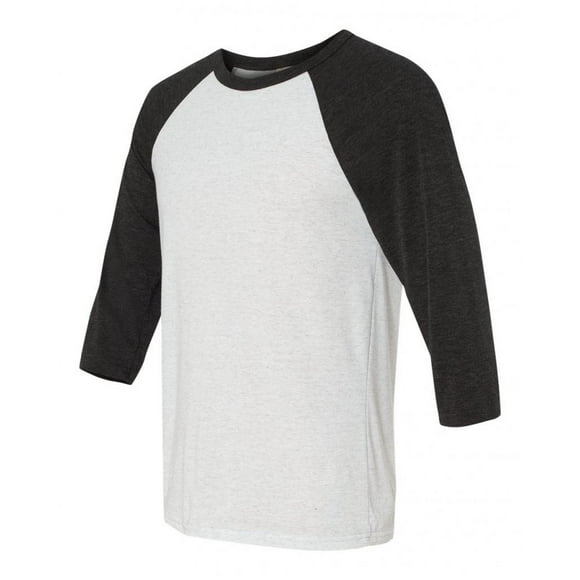 Raglán de béisbol de manga de tres cuartos unisex - carbón vegetal / mancha blanca - medio Bella Camiseta de manga corta