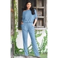 thumbnail image 2 of KOH KOH Long Pants Formal Cocktail Evening One Piece Fall Pockets Dressy Jumpsuit Romper Suit Casual Outfit Playsuit Tall 3/4 Short Sleeve For Women Pastel Blue X-Large US 14-16 NT118, 2 of 6