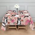 thumbnail image 3 of Boston Terrier Dog and Flower Florals Square Tablecloth,Waterproof Square Table Cover,Wipeable Spillproof Washable Table Cover for Home Kitchen Party Decor 52"x52"(132x132cm), 3 of 6