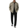 thumbnail image 2 of INSPIRE CHIC Work Jacket for Men's Long Sleeve Button Casual Solid Color Shirt Jacket M Gray Khaki, 2 of 6