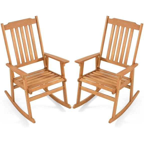 Gymax 2PCS Outdoor Rocking Chair w/High Back Wide Seat Armrests 400 LBS Rocker Chair