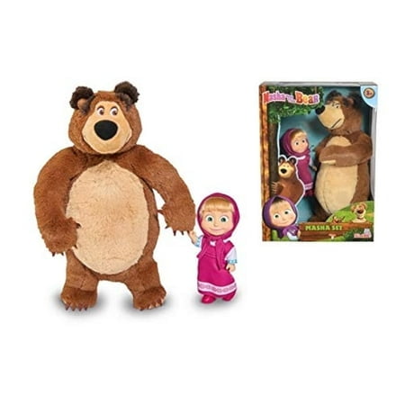 Masha And The Bear Jada Toys, Masha Plush Set With Bear And Doll Toys For Kids, Ages 3+, Nylon, 109301072, 9.8 Inches