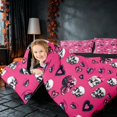 thumbnail image 5 of Homewish Halloween Skull Skeleton Full Size Bedding Sets for Girls, Love Heart Lips Full Size Bed in a Bag, Hot Pink Black White, Black Reversible 7 Pieces, 5 of 7
