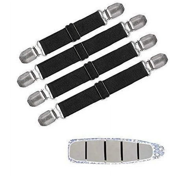Ironing Board Cover Clips, Adjustable Ironing Board Pad Braces Fasteners Mini Suspenders - Keep Cover Flat and Secure Tention Clips