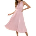 thumbnail image 2 of Zorckvet Dresses for Women Pleated Sleeveless Sundresses A Line Casual Fashion Womens Dress Crewneck, 2 of 7