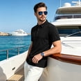 thumbnail image 6 of Mens Polo Shirt Quick Dry Short Sleeve Golf Business Casual Top Breathable Pique Knit T-Shirt for Sports Work Out Summer Black L, 6 of 7