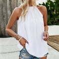 thumbnail image 7 of Jewelreauty Women Halter Neck Ruched Tank Tops Casual Sleeveless Tunic Tee Summer Loose Fitting Solid Shirts (S, White), 7 of 7