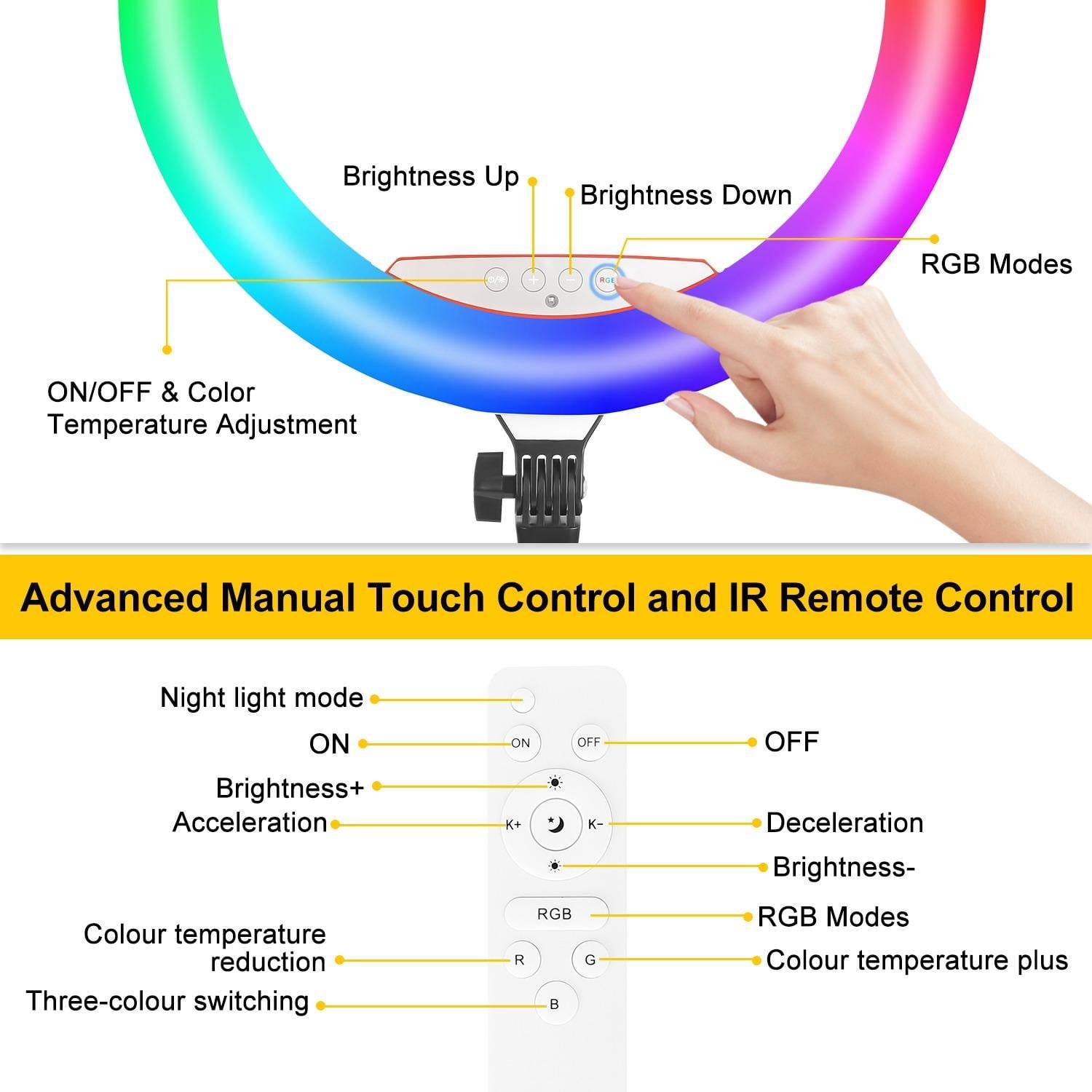 ZOMEI Ring Light with Stand and Phone Holder, 18" Ring Light Tripod for iPhone, Professional LED Circle Light with 70" Tripod, Selfie Ringlight for Live Streaming, Makeup, Barber, TikTok, YouTube