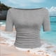 thumbnail image 4 of Tops Casuales sin Mangas para Mujeres Camiseta de Moda Blusa Elasticidad Suelta Cuello Redondo Tops de Color Sólido para Mujeres, 4 of 5