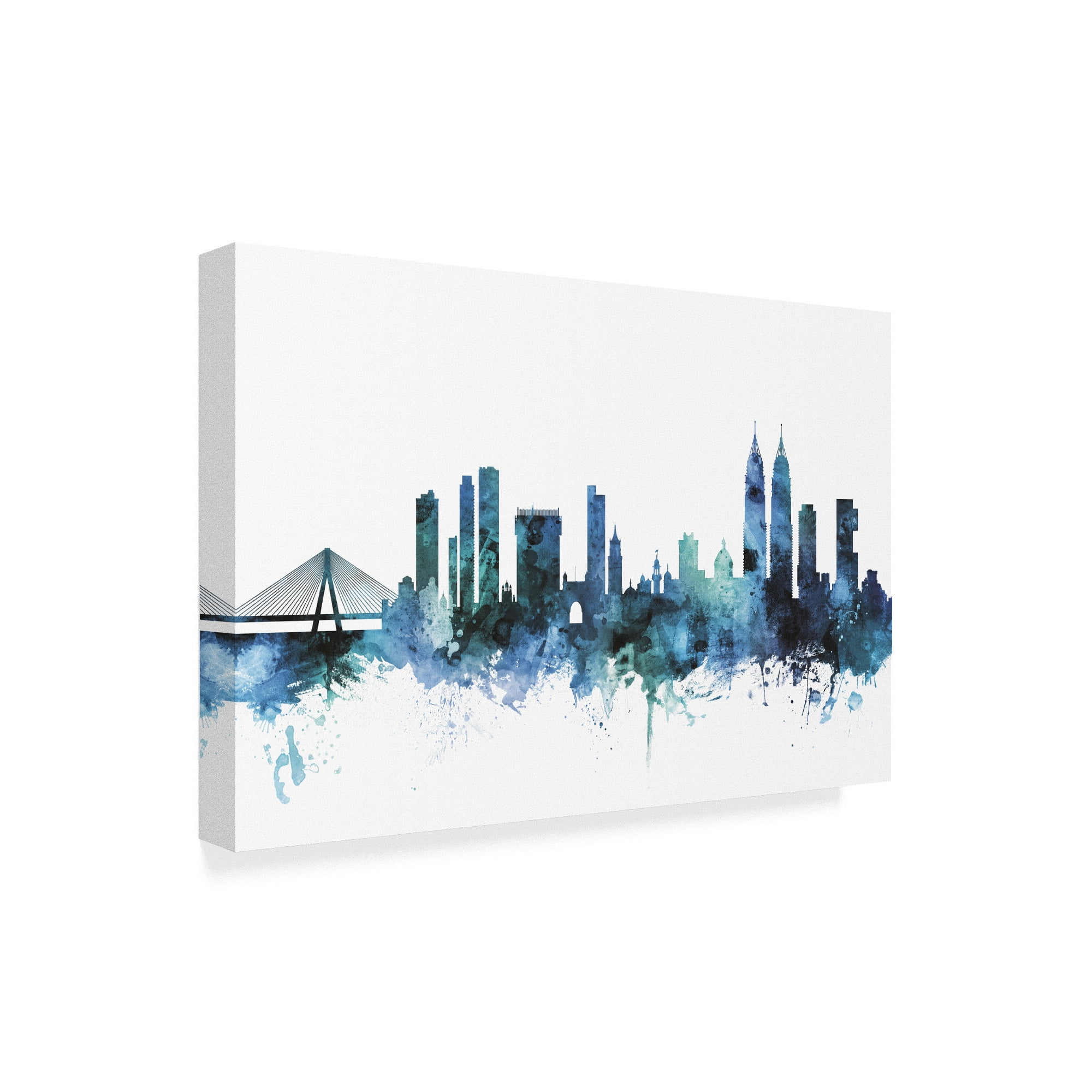 Trademark Fine Art 'Mumbai Blue Teal Skyline' Canvas Art by Michael Tompsett