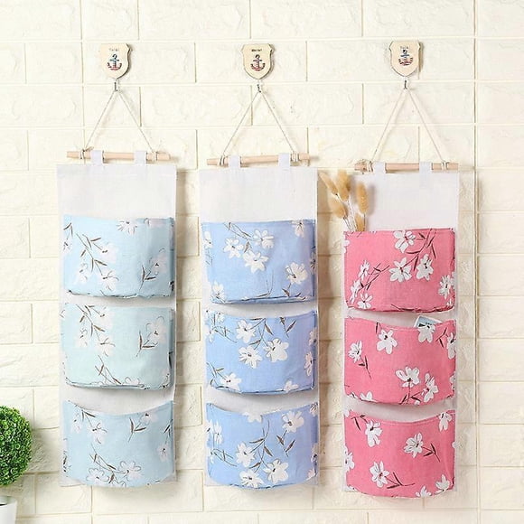 3 pcs Hanging storage bag, Wall mounted Shelf, and in a Fabric with 3 Pockets Organizer for Bags, for the master Bedroom en-Suite