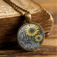 thumbnail image 4 of AYYUFE Vintage Sunflower You Are My Sunshine Cabochon Glass Chain Necklace, 4 of 8