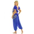 thumbnail image 3 of Doomiva Women Indian Dance Costume 4Pcs Belly Dance Outfits Halloween Carnival Performance Sets Royal Blue One Size, 3 of 7