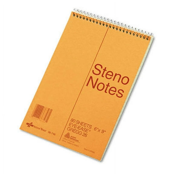 National Paper-4PK Standard Spiral Steno Pad, Gregg Rule, Brown Cover, 80 Eye-Ease Green 6 X 9 Sheets