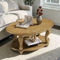 thumbnail image 2 of Hassch 3-Piece Living Room Table Set, 42" Coffee Table & 2 End Tables, Table with Storage Shelf, Easy Assembly, Antique Natural, 2 of 11