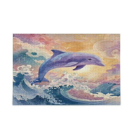 WOBOGO Dolphin Puzzle Challenge 500 Piece Jigsaw Suitable for Game Night Finished Size 20.5 x 14.9in