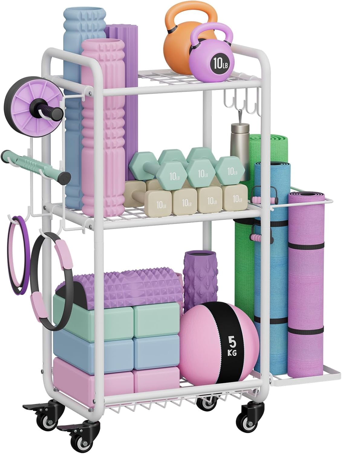 Multi-Functional Home Gym Storage Rack - Yoga Mat Storage Rack, Dumbbell Weight Rack & Wor