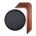thumbnail image 3 of Wooden Stool Solid Wood KD Stool Stackable Leather Cushion Padded Round Stool Backless Chair for Home / Restaurant / Cafe / Bar, 3 of 7