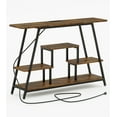 thumbnail image 3 of Sailvan 47.3" Console Table with With Charging Station, Entryway Table 4-Tier Open Shelves for Entrance, Hallway, Living Room, Rustic Brown, 3 of 11