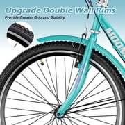 MOPHOTO 3 Wheel Bicycle for Adults 24 inch, Adult Tricycle 7 Speed with Basket/Bell, Cyan Cruiser Tricycle