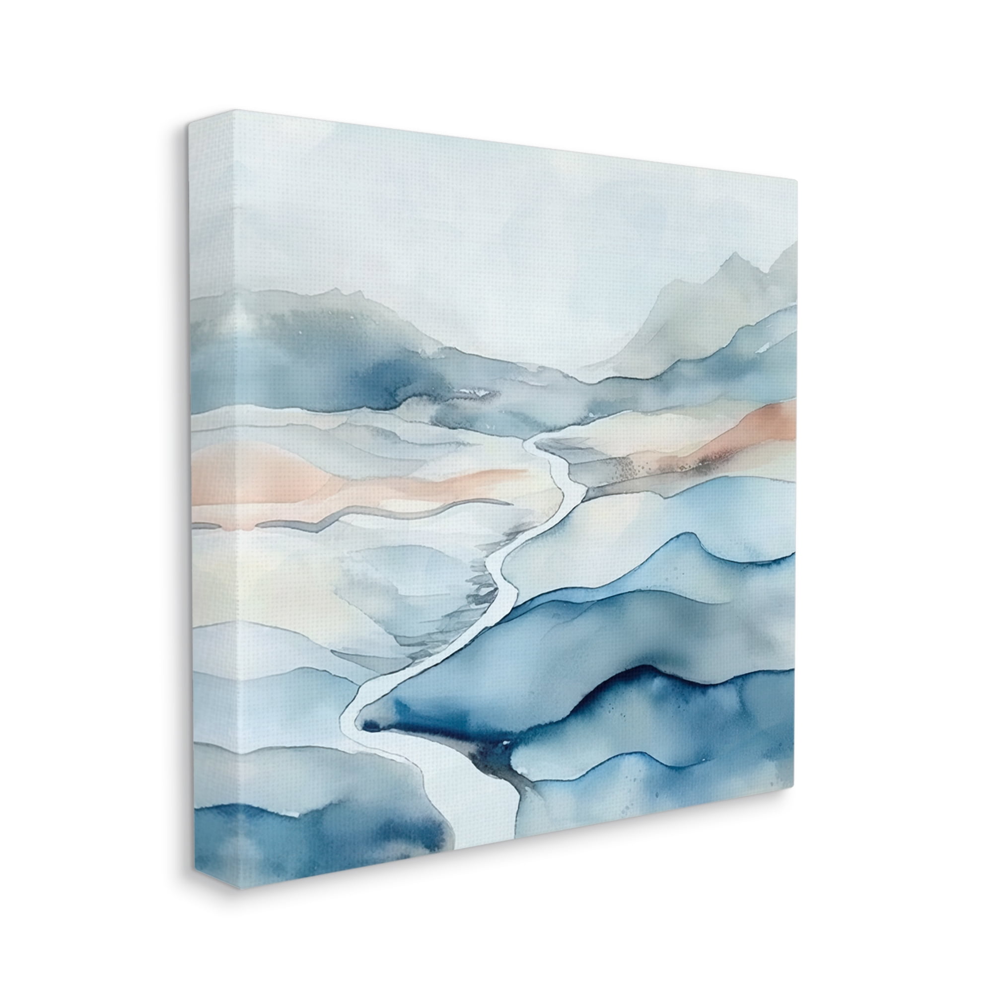 Stupell Industries Abstract Mountain Stream Landscape Painting Gallery Wrapped Canvas Art Print Wall Art, 17 x 17
