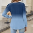 thumbnail image 3 of Kixjoy Long Sleeve Tops for Women V Neck Oversized Button Down Shirts Casual Winter Lightweight Tunic Top Fashion Work Gradient Women Clothing, Blue S, 3 of 4