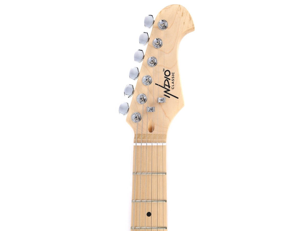 Monoprice Cali DLX Plus Solid Ash Electric Guitar | Wilkinson Bridge and Pickups, with Gig Bag, Right Orientation, Light Blue with Maple Fretboard - Indio Series