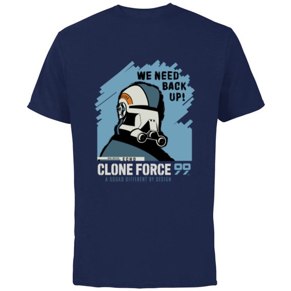 Star Wars The Bad Batch Echo Quote “We Need Back Up!” - Short Sleeve Cotton T-Shirt for Adults - Customized-Navy