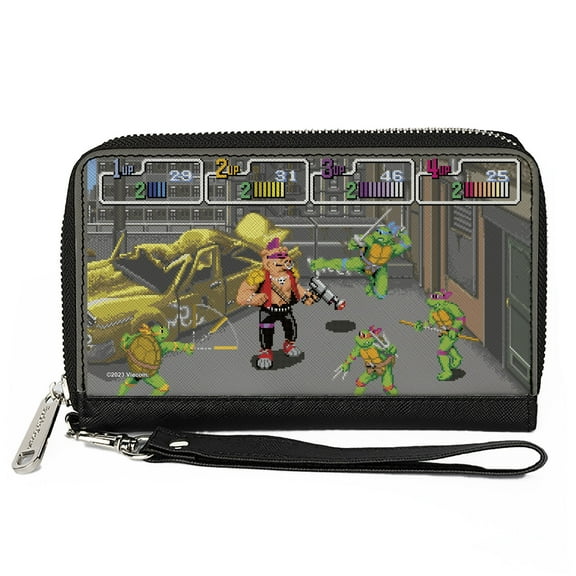 Nickelodeon Wallet, Zip Around, Teenage Mutant Ninja Turtles and Bebop Arcade Battle Scene, Vegan Leather